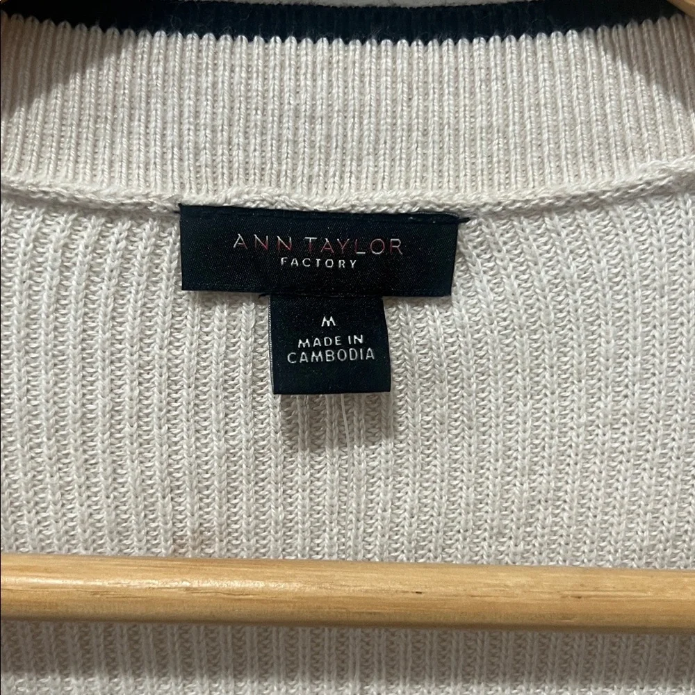 Ann Taylor Factory Beige Cardigan with Black Accents - Picture 5 of 7